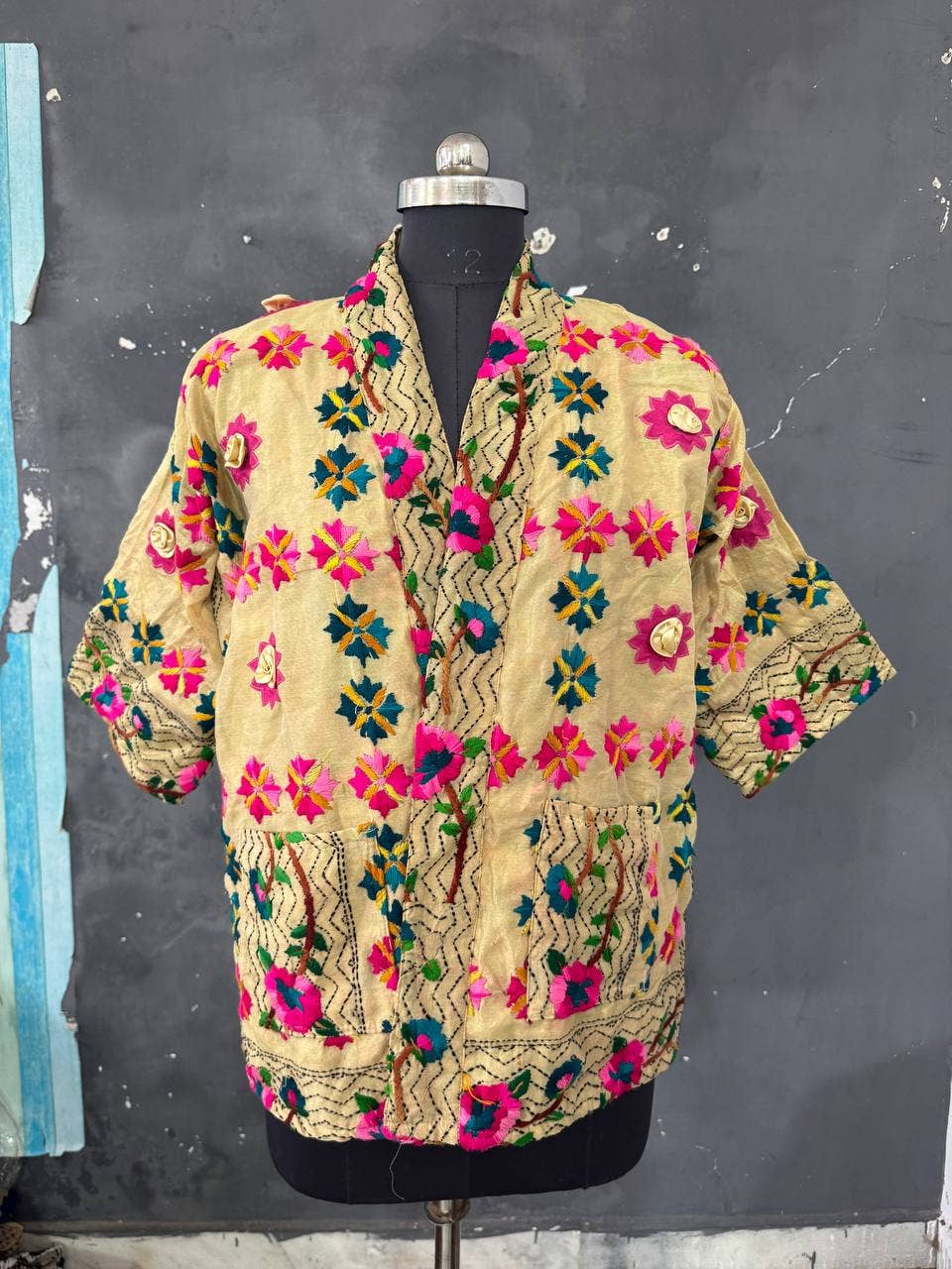 bhavnas boutique - Wholesale Jacket – Women's - Women's Phulkari Short Kimono Multicolor Embroidery Jackets