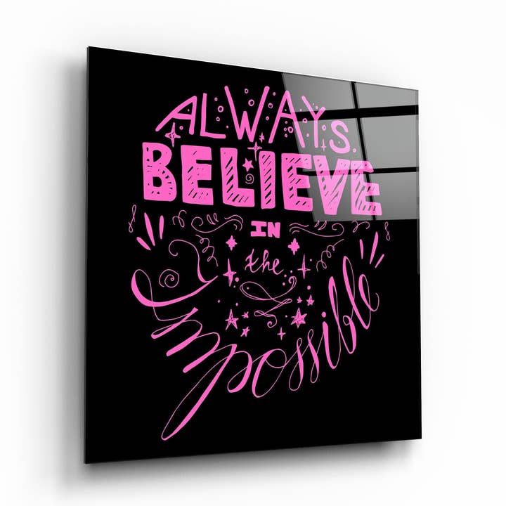 ・"Acredita Sempre no Impossível-Rosa"・Arte em Vidro para Parede por atacado de Artdesigna KG