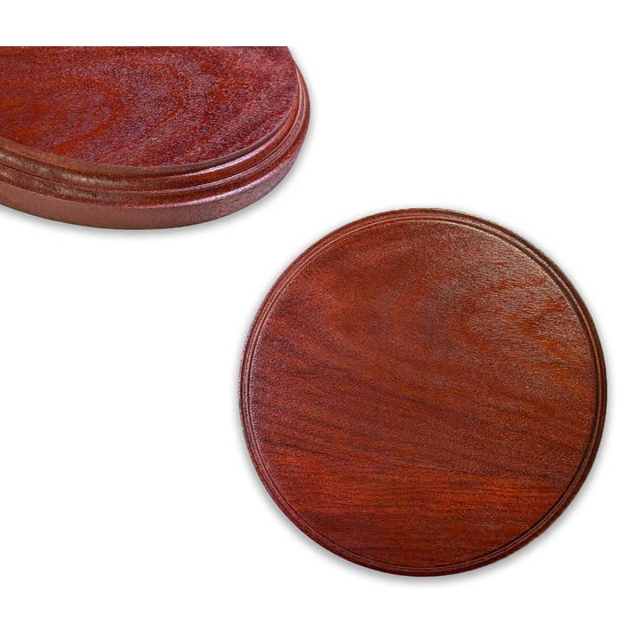 Placca da parete rotonda, mogano Santos massiccio tinto cannella, spessore 7/8 pollici per la vendita all'ingrosso da parte di Wild Woodworker