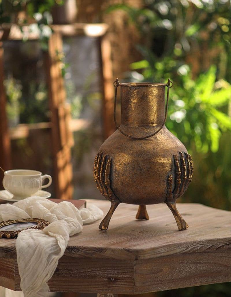Vagabond Vintage - Wholesale Vase - Skeleton Hands Iron Vase1