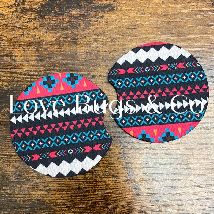 3 Sets of Aztec Neoprene Car Coasters for wholesale by LB & Co Wholesale