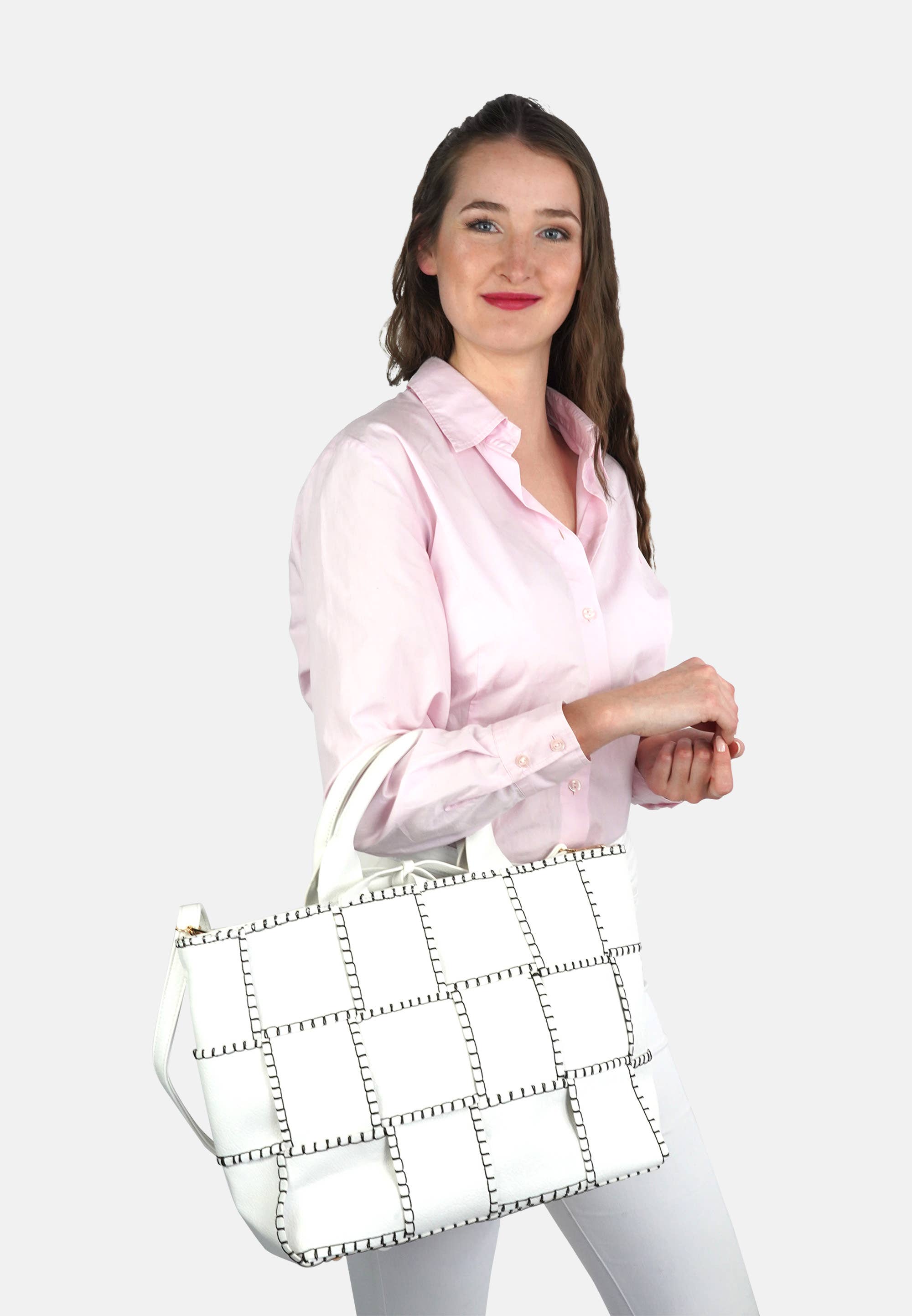 HJS - Venta al por mayor Bolso con asas - Mujer - Bolso 'SADLE' - Elegante diseño trenzado11
