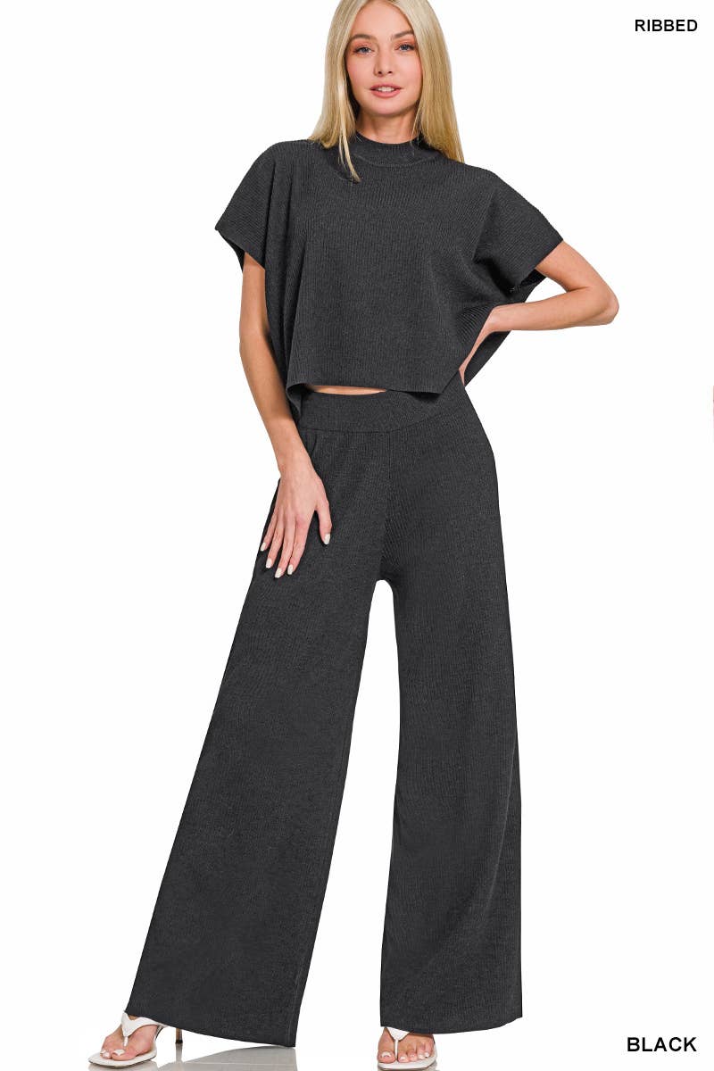 Vanilla Monkey - Wholesale Set met top en broek (GEEN Loungewear) - Dames - Viscose Trui Korte Mouw Top & Broek 2-delige Set1