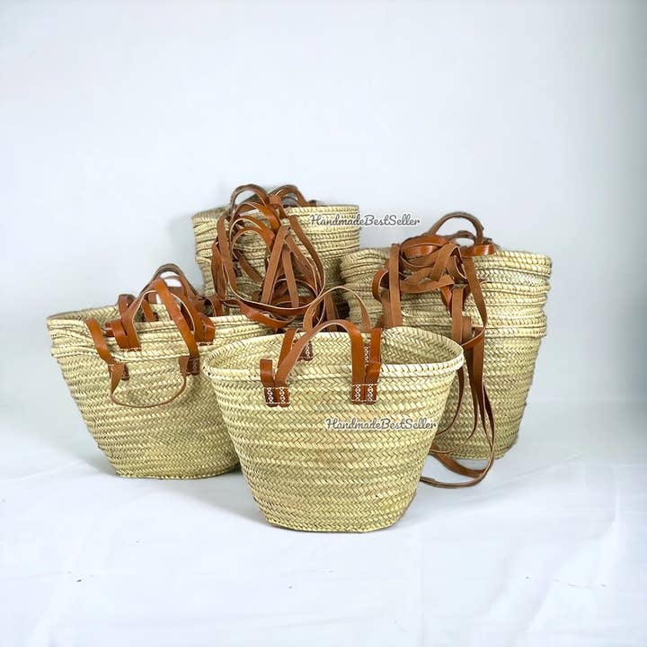 HandmadeBestSeller - Wholesale Beach Bag - Handmade with leather, French Market Basket0