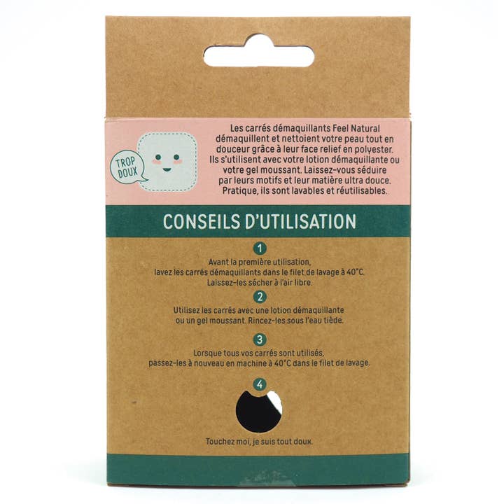 FRENCH TENDANCE - Wholesale Makeup Remover - Set of 6 washable makeup remover pads and washing net.3