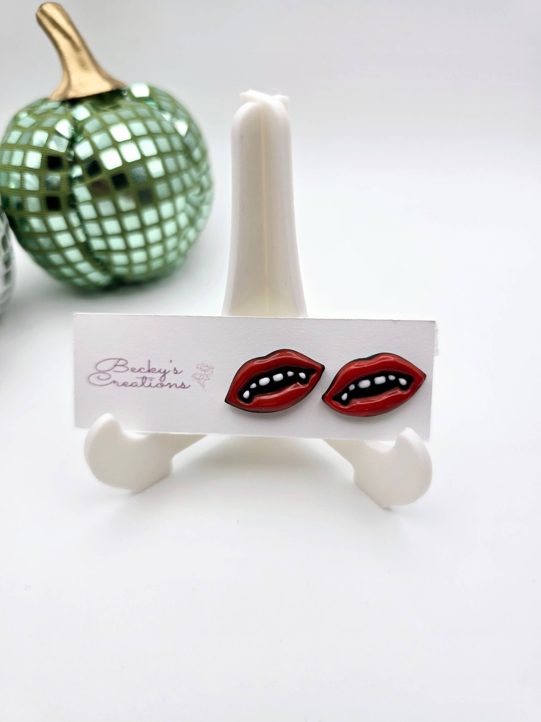 Beckys Creations - Wholesale Dangle Earrings - Vampire Lips Earrings, Halloween, Fall Jewelry6