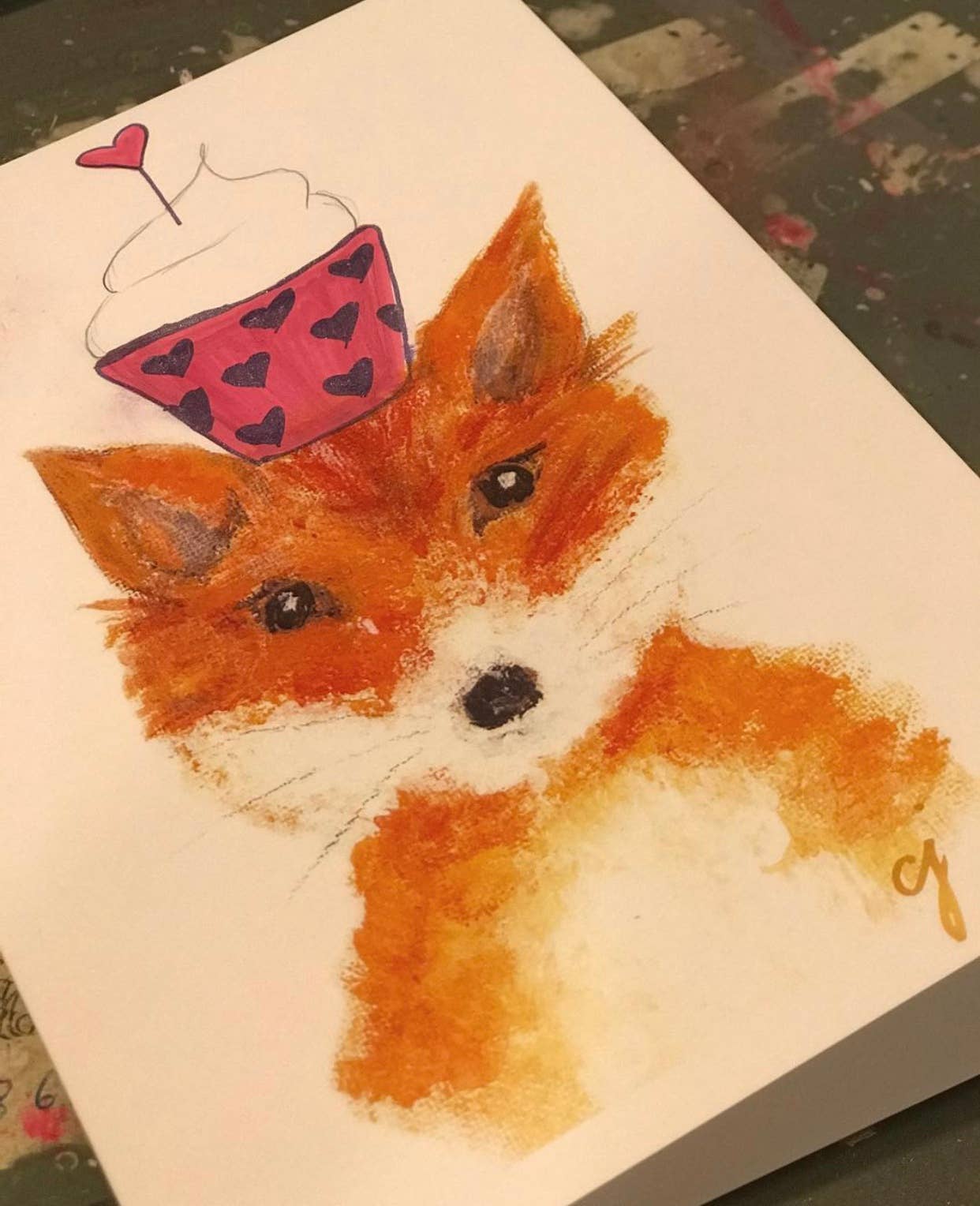 claire jordan designs - Wholesale Valentine's Day Card - Fox Cupcake | Valentines Day Greeting Card | Blank2