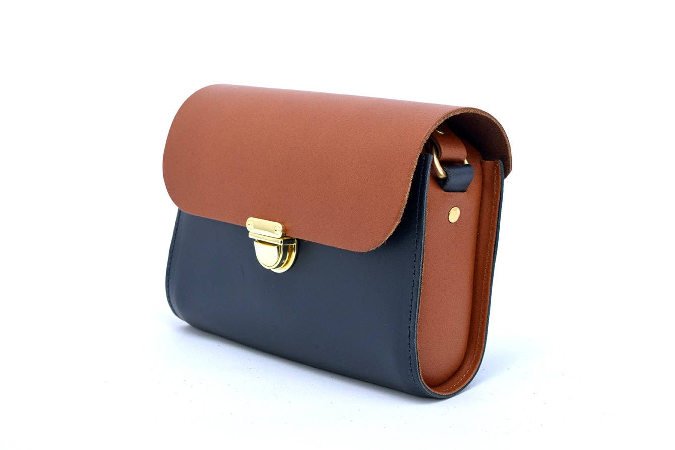 A to Z Leather – wholesale Satchel – Women's – Navy and Tan Leather Satchel - Leilani8