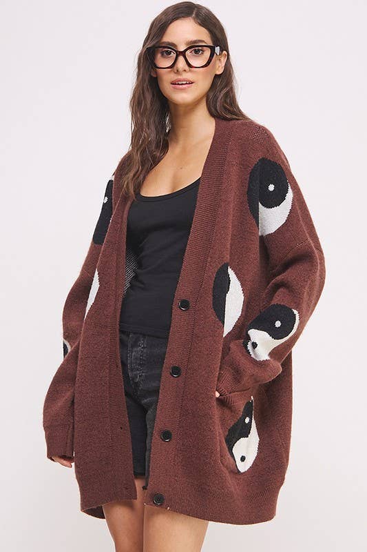 JADE BY JANE - Wholesale Cardigan - Women's - PLUS SIZE OVER SIZED YIN YANG CARDIGAN0