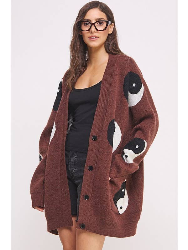 JADE BY JANE - Wholesale Cardigan - Women's - PLUS SIZE OVER SIZED YIN YANG CARDIGAN