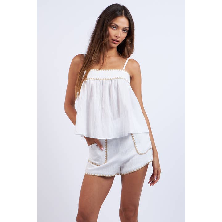 SOLID COLOR KNIT TRIM LINE TOP & SHORTS SET for wholesale by Sky to Moon