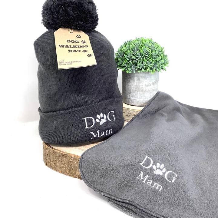 Dog Mam Dog Walker Scarf And Hat Gift Set for wholesale by EcoDogDesigns