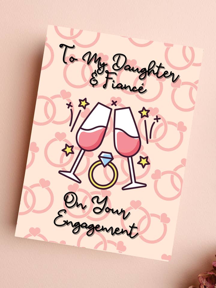 A minha filha e noiva em seu cartão de saudação de noivado por atacado de Printicole