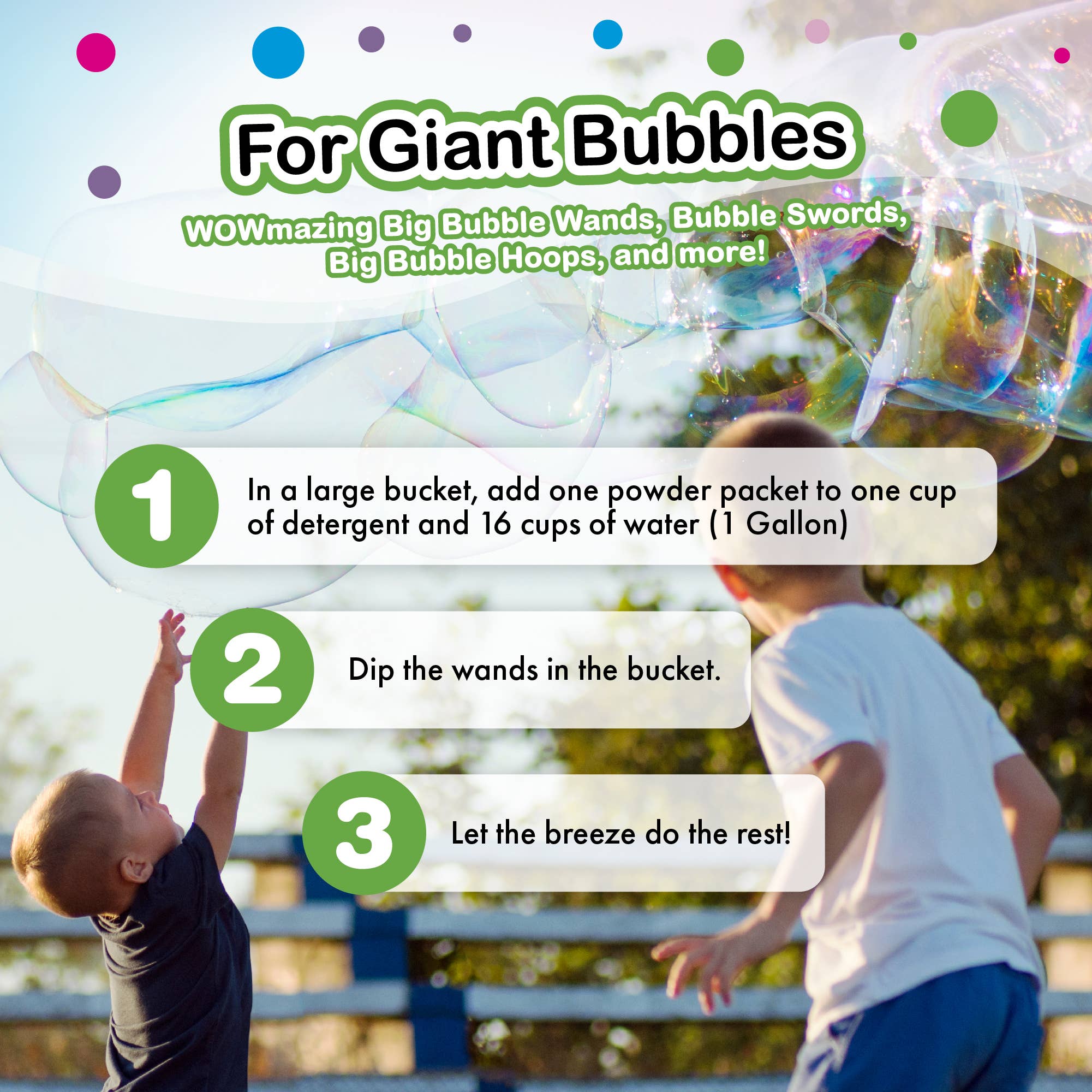 South Beach Bubbles - Wholesale Bubble Wand - Kids - WOWmazing Giant Bubble Powder (6-Pack)-Makes 6 Gallons!4