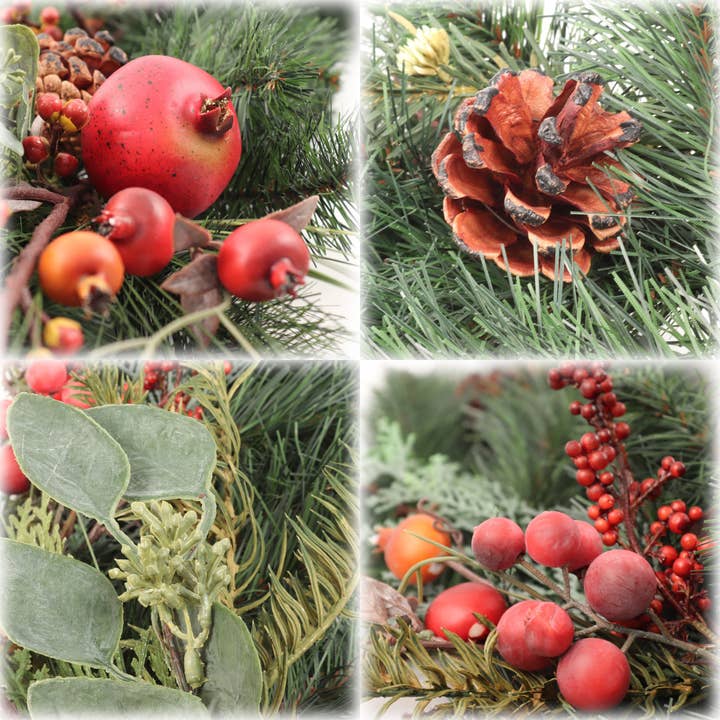 Larksilk - Wholesale Bunting/Garland - 6' Pine Christmas Garland With Fruit, Berries & Cones