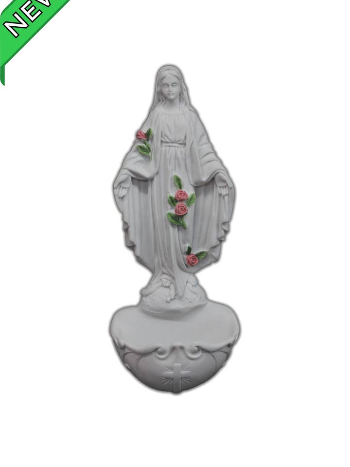 Lady of Grace Holy Water Font 8.5" for wholesale by Goldscheider of Vienna