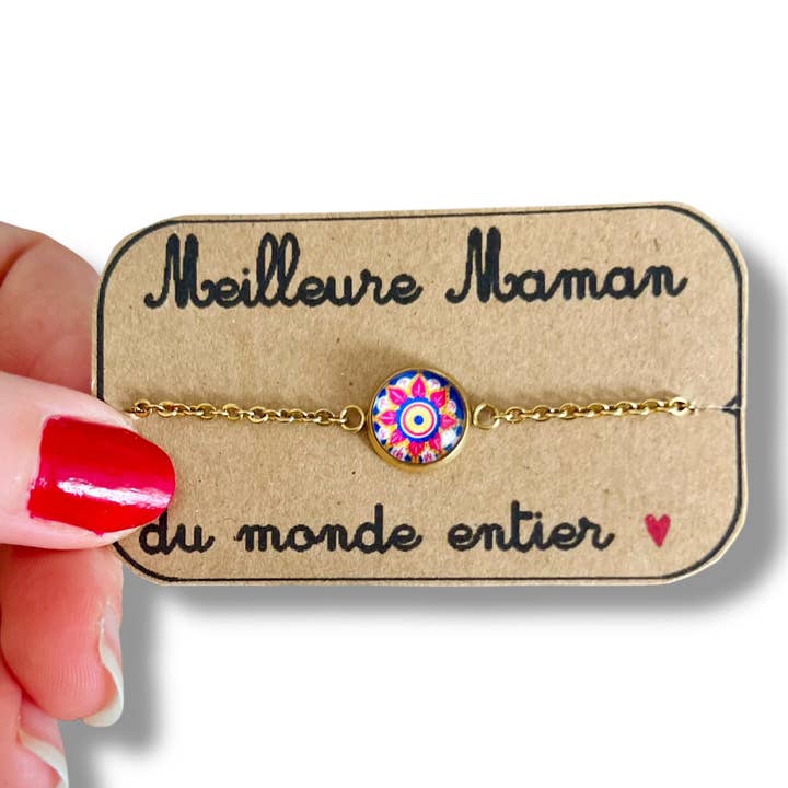 Dans l'Air du Temps Bijoux - Vente Bracelets à breloques/pendentifs - Bracelet Acier Inoxydable Meilleure Maman du Monde8