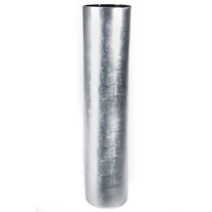 TF Publishing - Paper Goods - Wholesale Vase - Cylinder Bamboo Floor Vase 27in Silver2