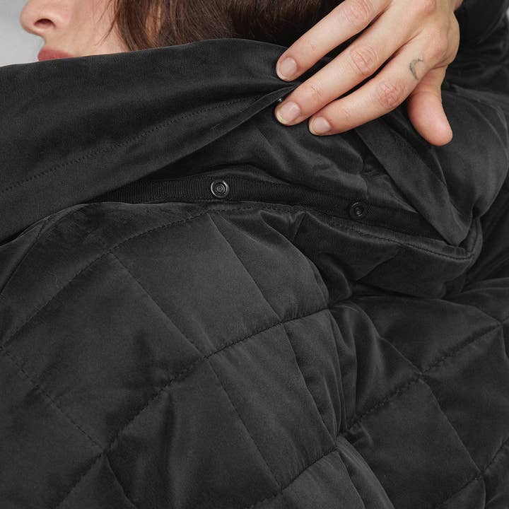 Immersed Black Immersed Black Quilted Silk Comforter Coat for wholesale on Faire