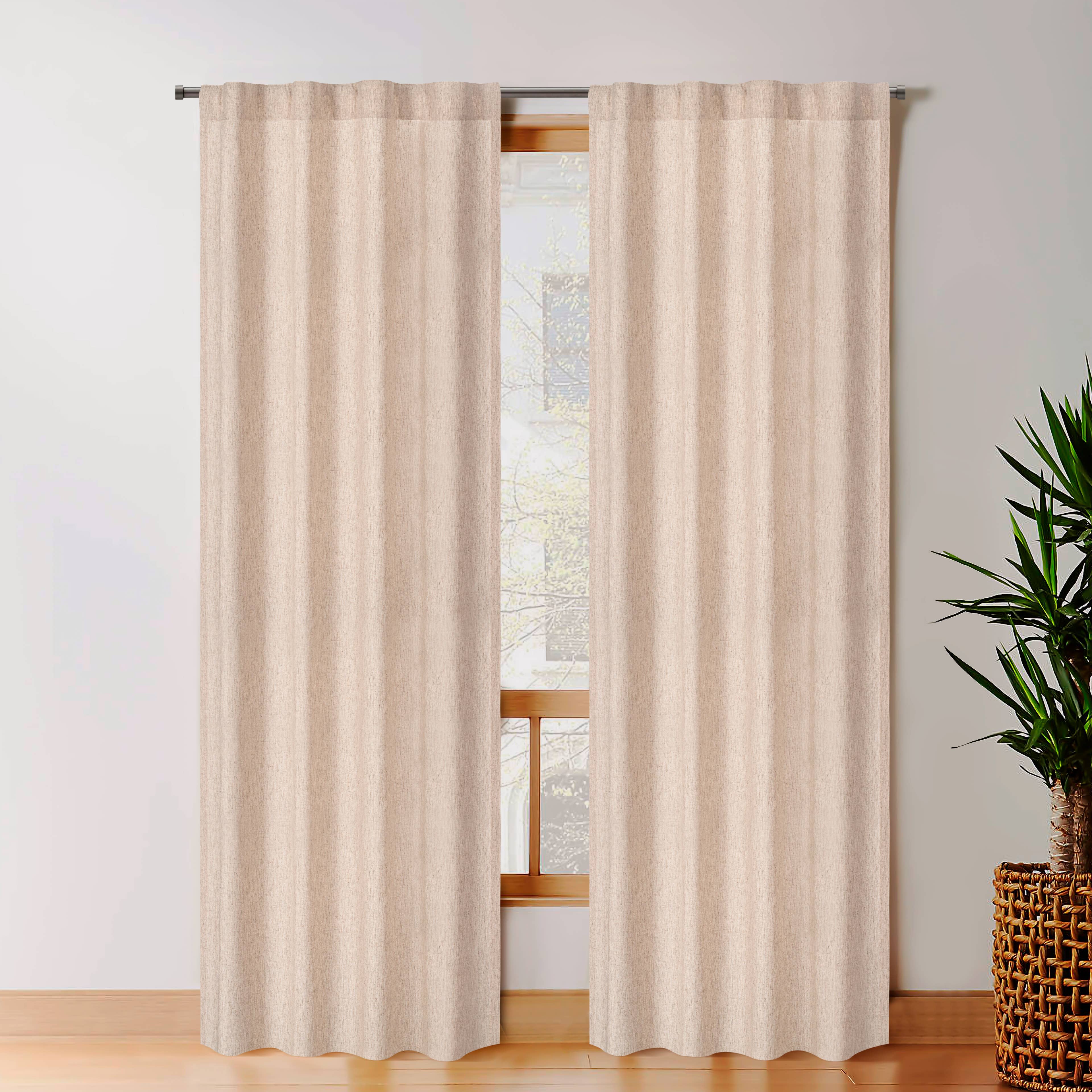 Linen Cotton Tab Top Natural Curtains, 50x108" - Set of 2 for wholesale on Faire6