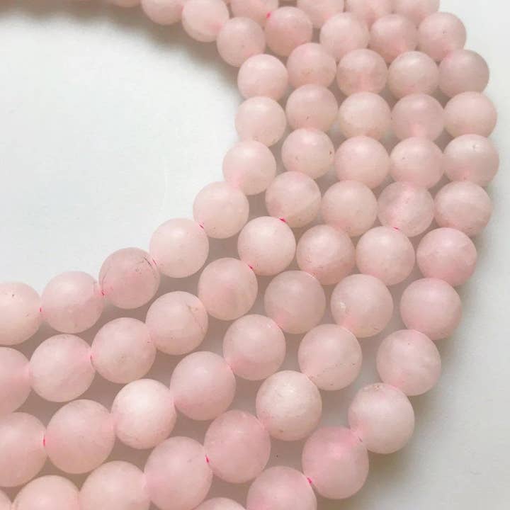 CRCBEADS - Wholesale Beads - 2.0mm Large Hole Rose Quartz Matte Round Beads 6mm 8mm 10mm 15.5" Strand1