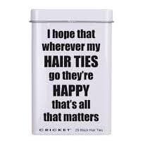 Happy Hair Ties Tin (with 25 Black Hair Ties) Gift Set for wholesale by Prestige Boutique