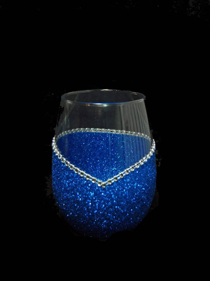 Classy Glassy Bling Stemless V Style Wine Glasses-Choose your color for wholesale by WineyBitches.Co