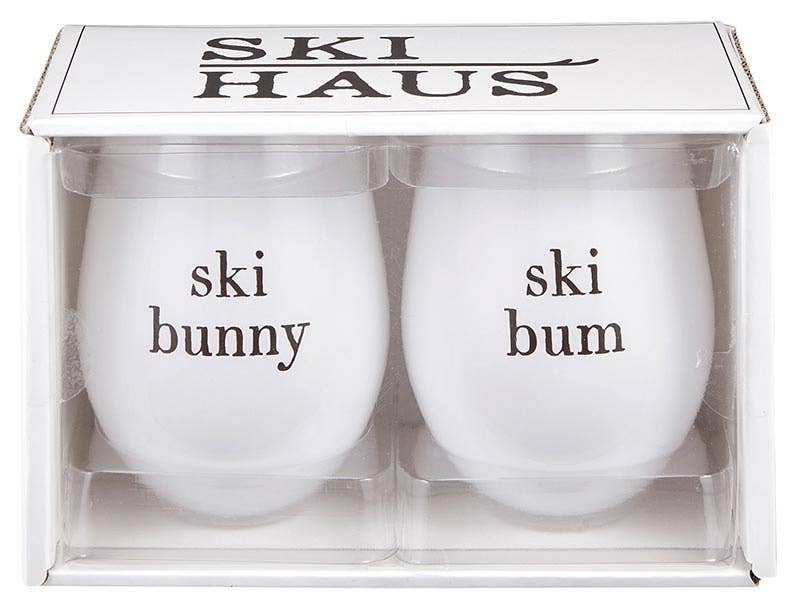 Santa Barbara Design Studio by Creative Brands - Wholesale Wine Glass - Face To Face Wine Glasses - Ski Bunny/Ski Bum - Set of 21