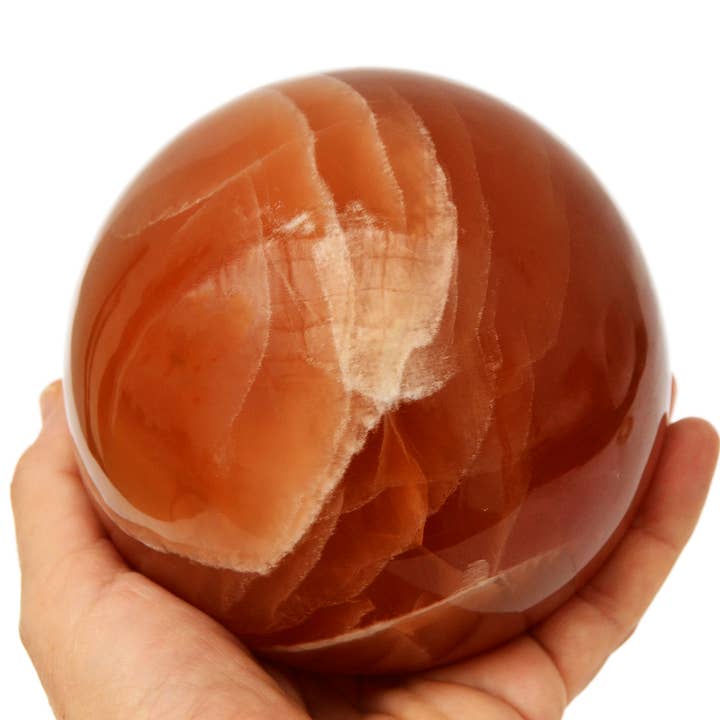 XL Honey Calcite Sphere Crystal (60mm - 100mm) for wholesale by Kaia & Crystals