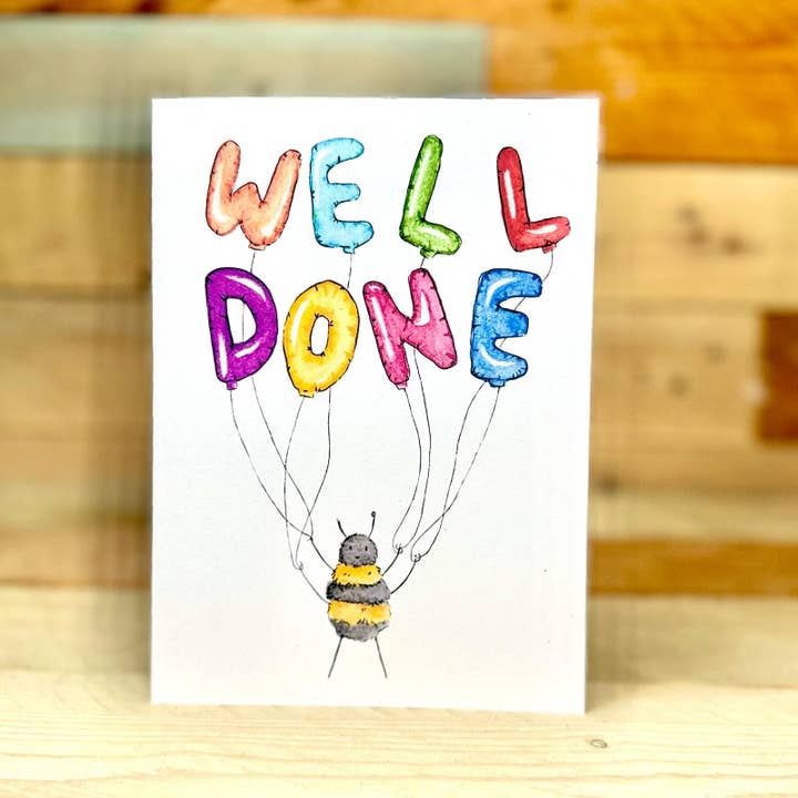 Well Done Balloons Card for wholesale by Arty Bee Designs