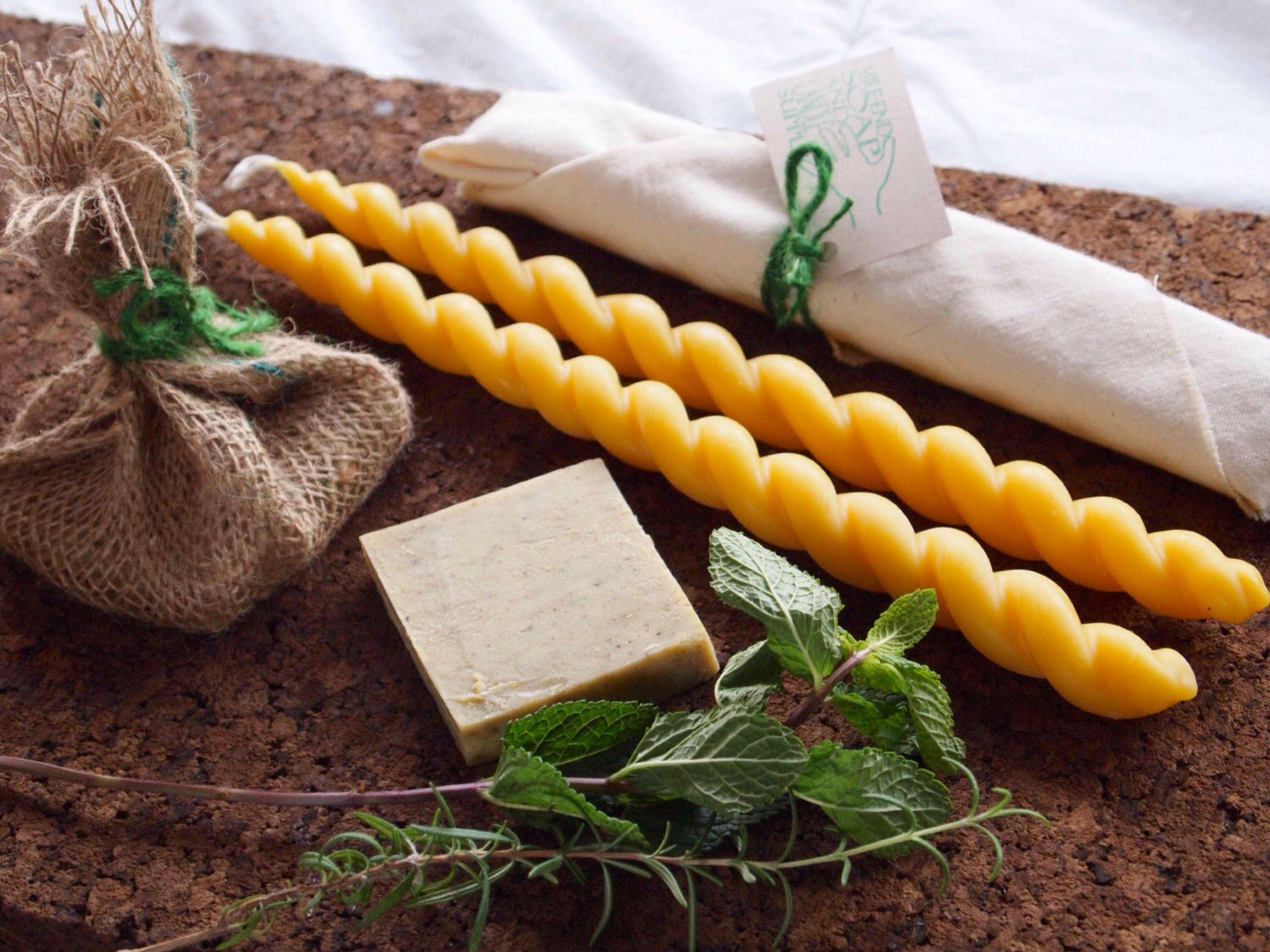 Mile-End Soap & Candle Supply - Wholesale Tapered Candle/Candlestick - 2 Beeswax Taper Candle - Twisted Beeswax Candle2