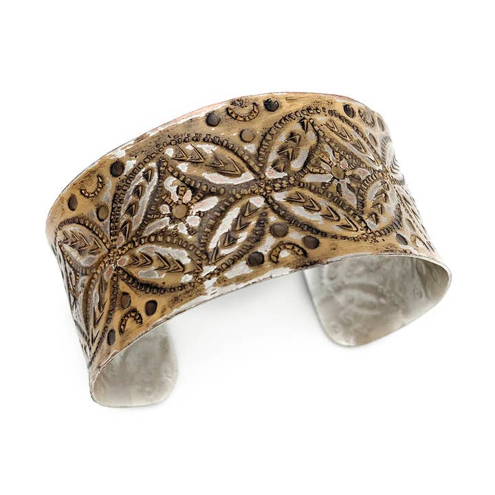 Silver Patina Bracelet - Brown Medallions for wholesale by Anju Jewelry