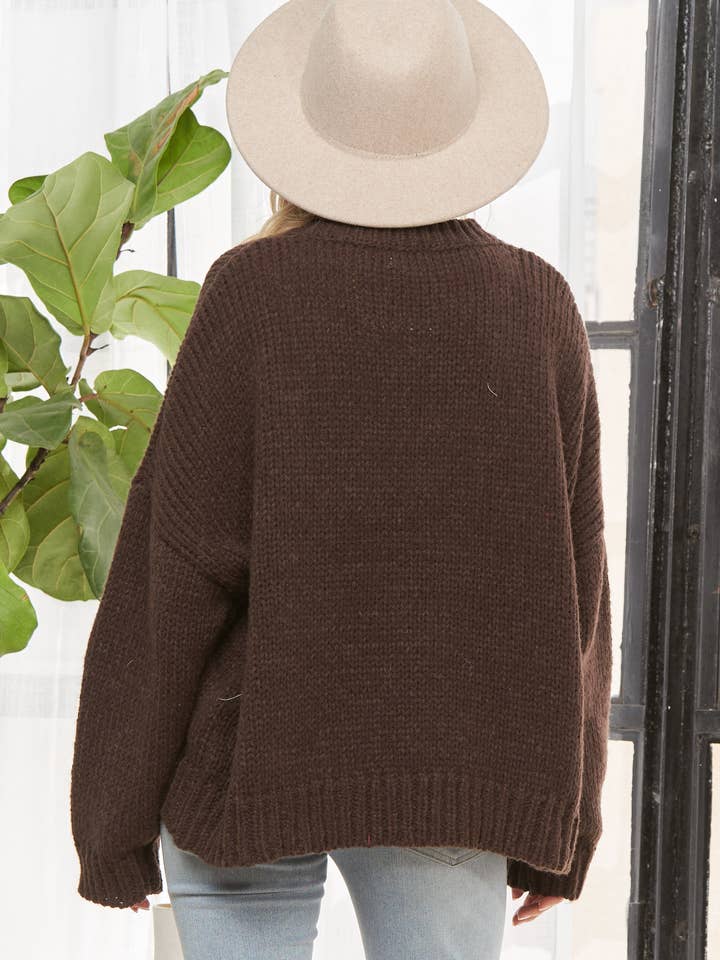 Madelyn - Wholesale Knit Sweater - Women's - LESW3734-DROP SHOULDER FLORAL SWEATER TOP3