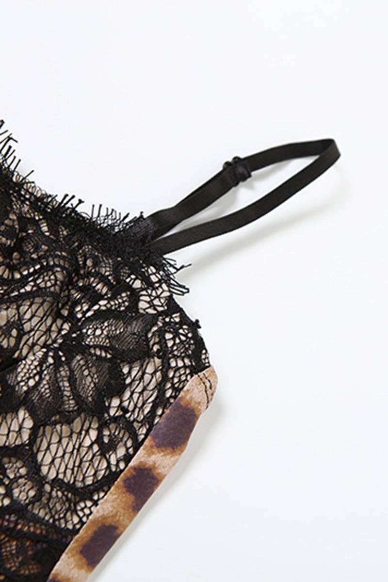 Leopard Print Lace-Trim Mini Dress for wholesale on Faire7