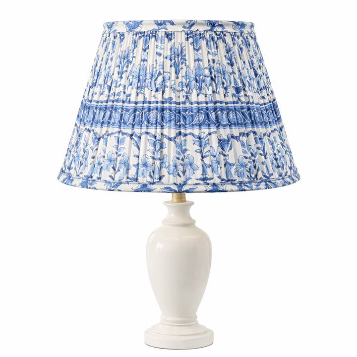 Hand Block Printed Cotton Floral Pleated Lampshade for wholesale by TerraWeaveHome