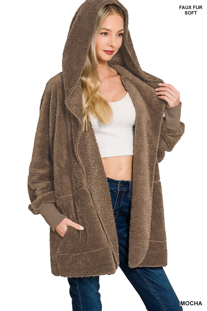 42POPS - Wholesale Jacket - Women's - ",,...Hooded Faux Fur Jacket With Pockets5