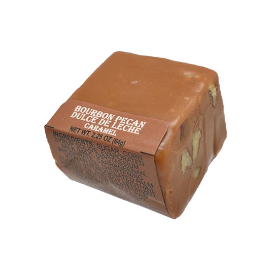 Spokandy Chocolatier - Wholesale Caramel - 2.25 oz Dulce De Leche Caramel: Bourbon Pecan