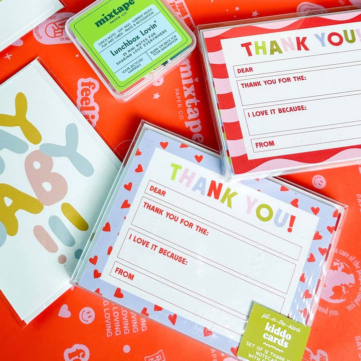 Mixtape Paper Co. - Wholesale Stationery/Notecard Set - SWEETNESS KIDDO CARDS: : Fill-in-the-Blank Thank You Notes1