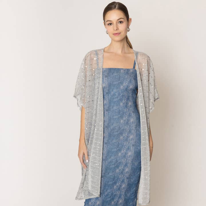 Fashion City – Engroshandel Kimono - Dame – Gennemsigtig Glitter Strip Summer Lurex Kimono