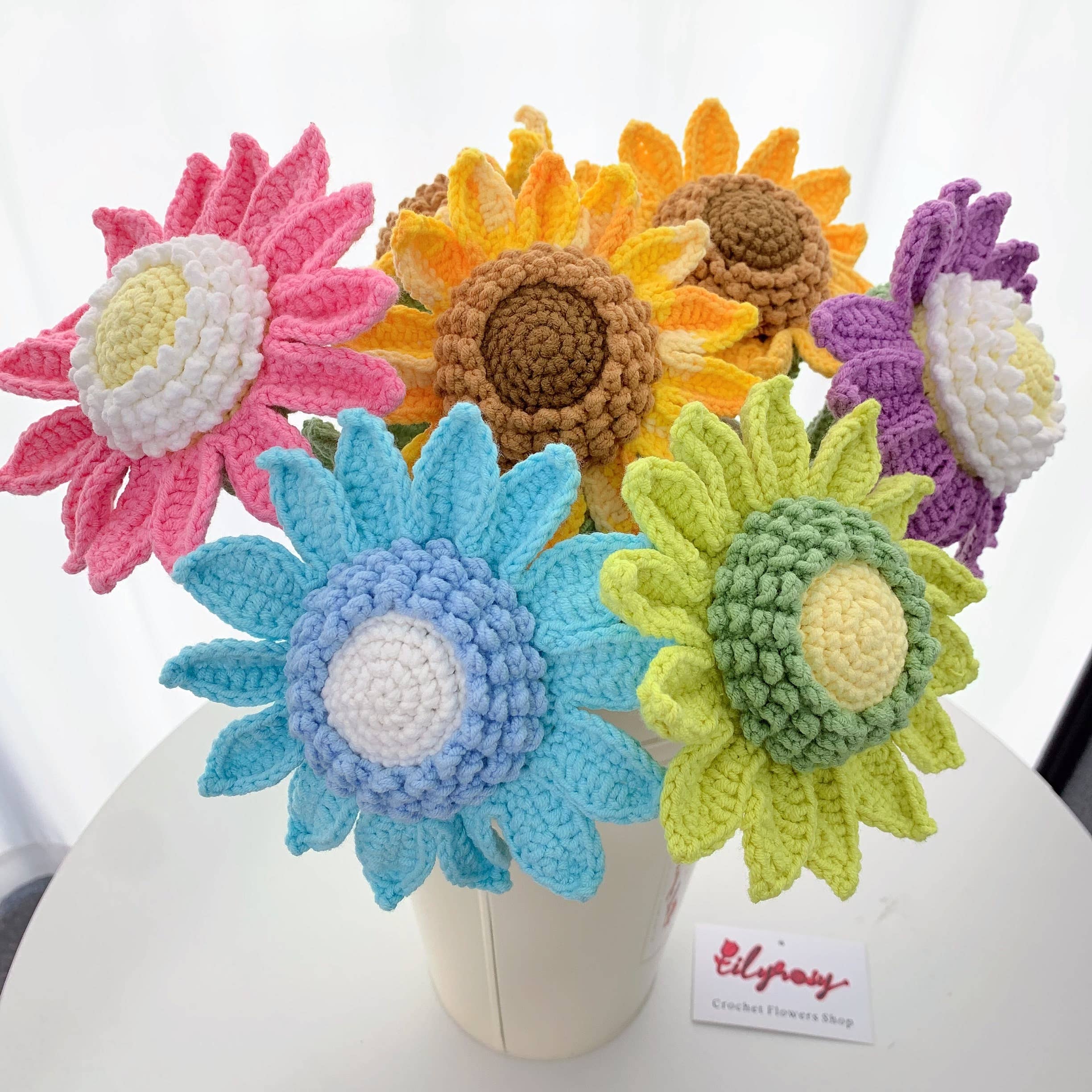 Lilyrosy（Duty free) - Wholesale Kunstbloemen - Handgemaakte gehaakte zonnebloemen cadeaus, vakantiecadeaus, woondecoratie13