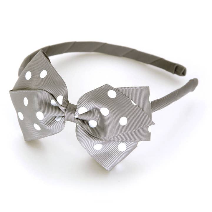 Large Silver Polka Dot Alice Band for wholesale by Verity Jones London