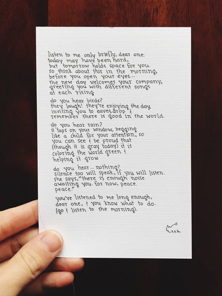 Go & Listen to the Morning // Poem for wholesale by NOTESONTHEWAY
