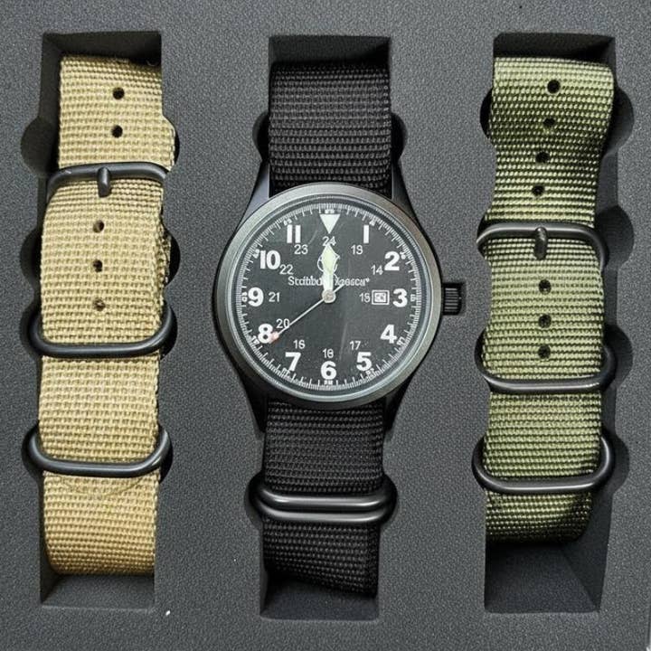 42MM Black Military Watch- 3 Nato Military Straps and other Purchase wholesale quartz clock movements. Free returns & net 60 terms on Faire trending on Faire.