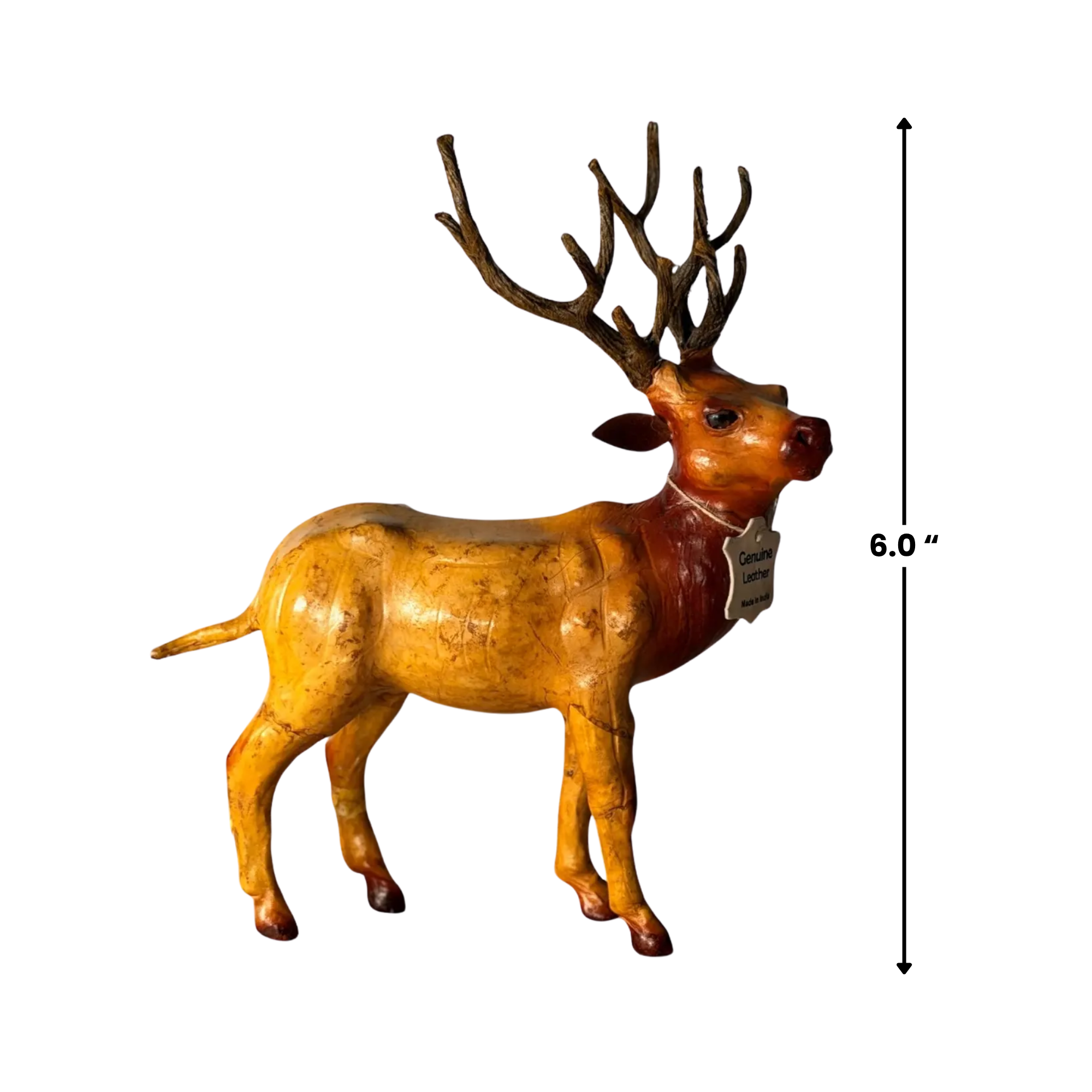 Something wild - Wholesale Decorative Figurine - Handmade Leather Standing Deer Statue | Eco-Friendly Wildlife Decor | Indian Artisan Figurine0