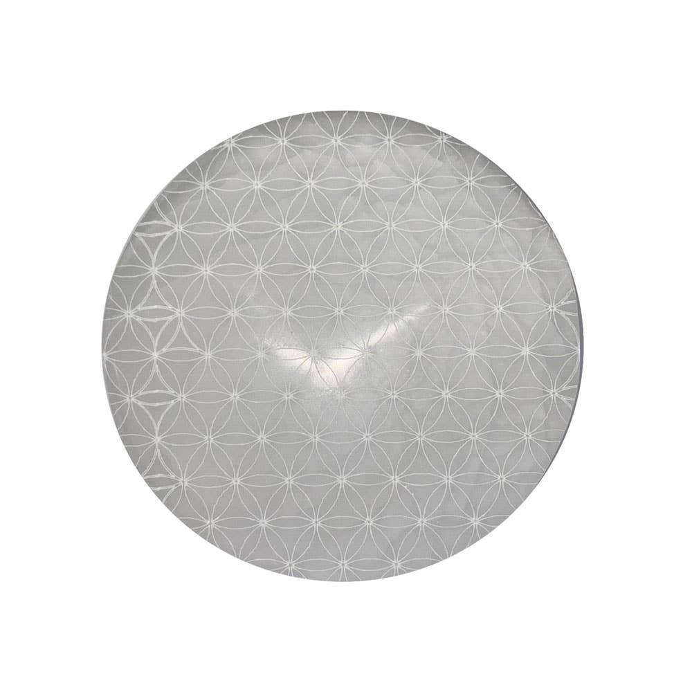 France Mineraux - Wholesale Crystal Charging Plate - Selenite Charging Plate - Flower of Life - 10cm1