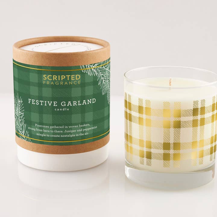 Scripted Fragrance - Venta al por mayor Velas en tarros - Vela festiva de soja navideña Garland0