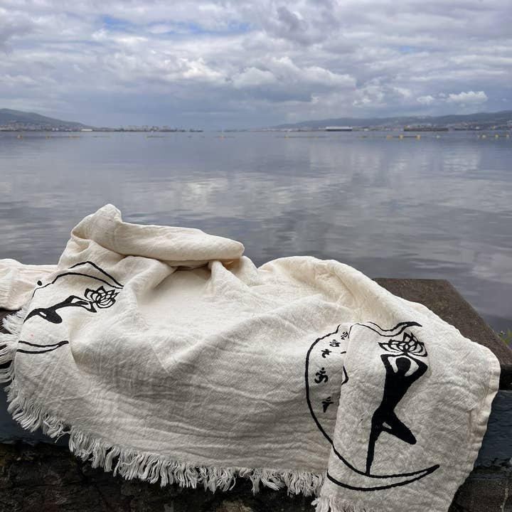 Boho Bath Towel with Yoga Girl Stamp – Handcrafted for Yoga for wholesale by Pure & Chic, LLC - Miyawfashion