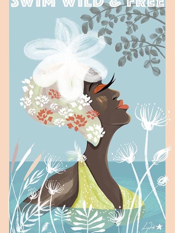 TEA TOWEL – Swim Wild & Free 'Summer Dip' for wholesale by Lydia. London