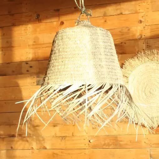 Marokkaanse lampenkap van stro voor wholesale door Berberparadise