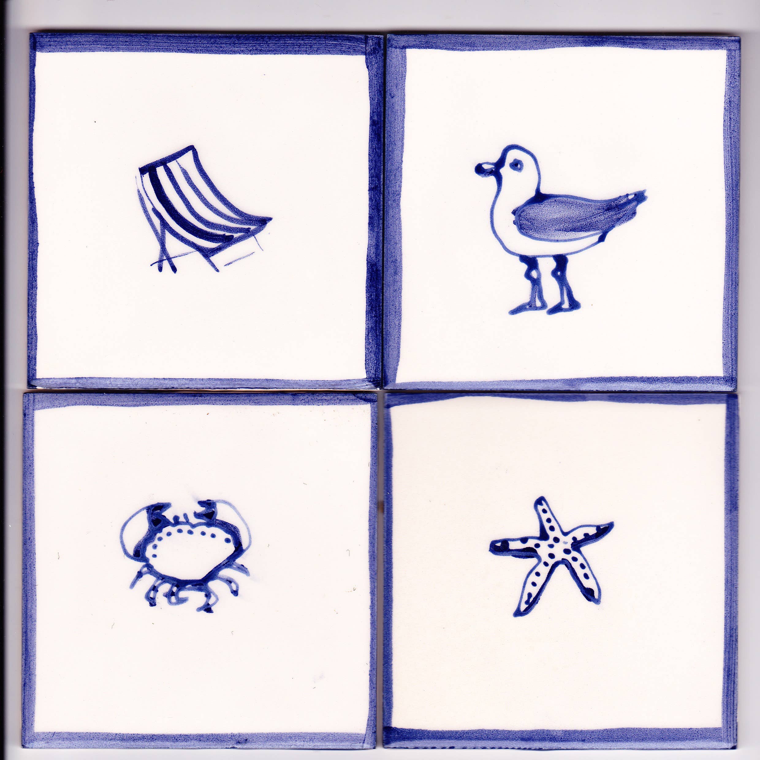 Elspeth Gardner Ceramics - Wholesale Wall Tile - Hand Painted delft style ceramic tile Cottage in 2 sizes5